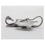 Larger Size Vintage 6" Partha Pewter Dragon Sculpture