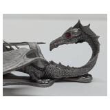 Larger Size Vintage 6" Partha Pewter Dragon Sculpture