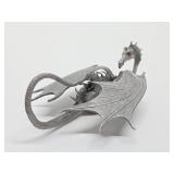Larger Size Vintage 6" Partha Pewter Dragon Sculpture