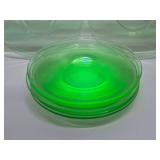 Group of Vaseline Glass Bowls & Saucers/Plates