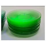 Group of Vaseline Glass Bowls & Saucers/Plates