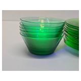 Group of Vaseline Glass Bowls & Saucers/Plates