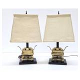 Excellent Pair of Mid Century Oriental Style Brass ETHAN ALLEN Table Lamps