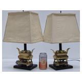 Excellent Pair of Mid Century Oriental Style Brass ETHAN ALLEN Table Lamps