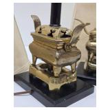 Excellent Pair of Mid Century Oriental Style Brass ETHAN ALLEN Table Lamps