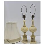 Great Looking Vintage Onyx & Brass Table Lamps #1