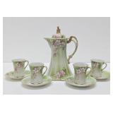 Very Nice Vintage Handpainted Nippon Tea / Coffee Set w/4 Cups & Saucers