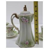 Very Nice Vintage Handpainted Nippon Tea / Coffee Set w/4 Cups & Saucers