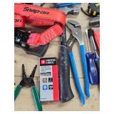 Estate Lot of Assorted Good Tools, Canvas Bag, Snap-On Straps etc