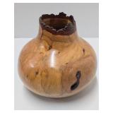 Excellent Handmade Signed "TT" Soft Maple Burled Wood Vase #1