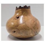 Excellent Handmade Signed "TT" Soft Maple Burled Wood Vase #1