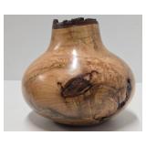 Excellent Handmade Signed "TT" Soft Maple Burled Wood Vase #1