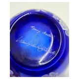 Lovely Artist & Nancy Fenton signed FENTON Ruffled Cobalt Blue Glass Vsse