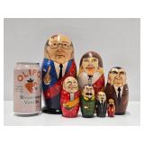 Set of Hand Painted Russian Leader Matryoshka Nesting Dolls
