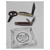 Estate Lot of Vintage & Antique Small Items - Razors, Mouth Harp, Bank, Knives etc