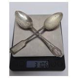 2 Antique Sterling Silver Spoons from Bancroft, Iowa