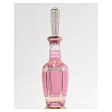 Very Nice Vintage Pink Crystal Cut-to-Clear Decanter w/Stopper