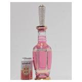 Very Nice Vintage Pink Crystal Cut-to-Clear Decanter w/Stopper