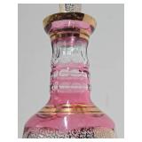 Very Nice Vintage Pink Crystal Cut-to-Clear Decanter w/Stopper