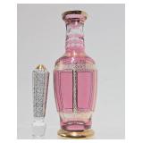Very Nice Vintage Pink Crystal Cut-to-Clear Decanter w/Stopper