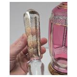 Very Nice Vintage Pink Crystal Cut-to-Clear Decanter w/Stopper