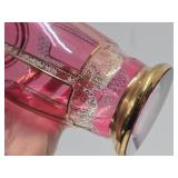 Very Nice Vintage Pink Crystal Cut-to-Clear Decanter w/Stopper