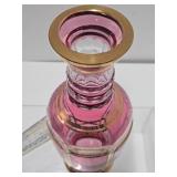Very Nice Vintage Pink Crystal Cut-to-Clear Decanter w/Stopper