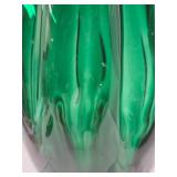 Large Handblown Green Art Glass Vase - 12.5"