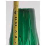 Large Handblown Green Art Glass Vase - 12.5"