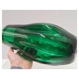 Large Handblown Green Art Glass Vase - 12.5"