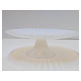 Excellent Vintage Murano Yalos Casa Opalescent Footed Glass Cake Stand