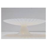 Excellent Vintage Murano Yalos Casa Opalescent Footed Glass Cake Stand