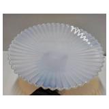 Excellent Vintage Murano Yalos Casa Opalescent Footed Glass Cake Stand