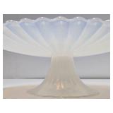 Excellent Vintage Murano Yalos Casa Opalescent Footed Glass Cake Stand