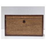 Early Antique Folk Art Wood Box w/Inlaid Heart & Stars