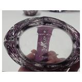 Lovely Group of Vintage Amethyst Cut-to-Clear Crystal Platter Vase & Basket