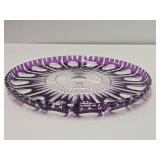 Lovely Group of Vintage Amethyst Cut-to-Clear Crystal Platter Vase & Basket