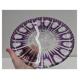 Lovely Group of Vintage Amethyst Cut-to-Clear Crystal Platter Vase & Basket