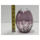 Lovely Group of Vintage Amethyst Cut-to-Clear Crystal Platter Vase & Basket
