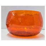 Mid Century Art Glass Danish Modern Dish & Orange Blenko Bowl
