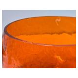 Mid Century Art Glass Danish Modern Dish & Orange Blenko Bowl