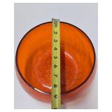 Mid Century Art Glass Danish Modern Dish & Orange Blenko Bowl