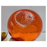 Mid Century Art Glass Danish Modern Dish & Orange Blenko Bowl