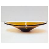 Mid Century Art Glass Danish Modern Dish & Orange Blenko Bowl