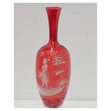 Impressive Antique Victorian MARY GREGORY Glass Vase