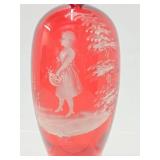 Impressive Antique Victorian MARY GREGORY Glass Vase