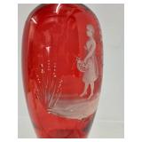 Impressive Antique Victorian MARY GREGORY Glass Vase