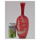 Impressive Antique Victorian MARY GREGORY Glass Vase