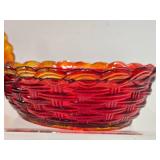 3 Vintage Glass Baskets w/Lids - 2 Chickens & a Fish