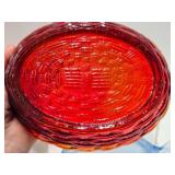 3 Vintage Glass Baskets w/Lids - 2 Chickens & a Fish